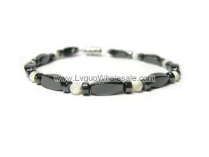 Magnet Clasp - 18cm Hematite Stone Beaded Bracelet